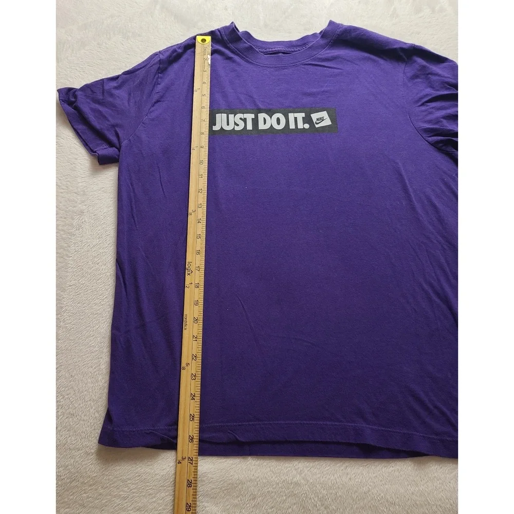 Nike Just Do It Graphic T-Shirt Men's Large Purple Box Logo Cotton Short sleeve